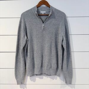 Peter Millar 1/4 Zip Sweater L Gray Pima Cotton Merino Wool Luxury